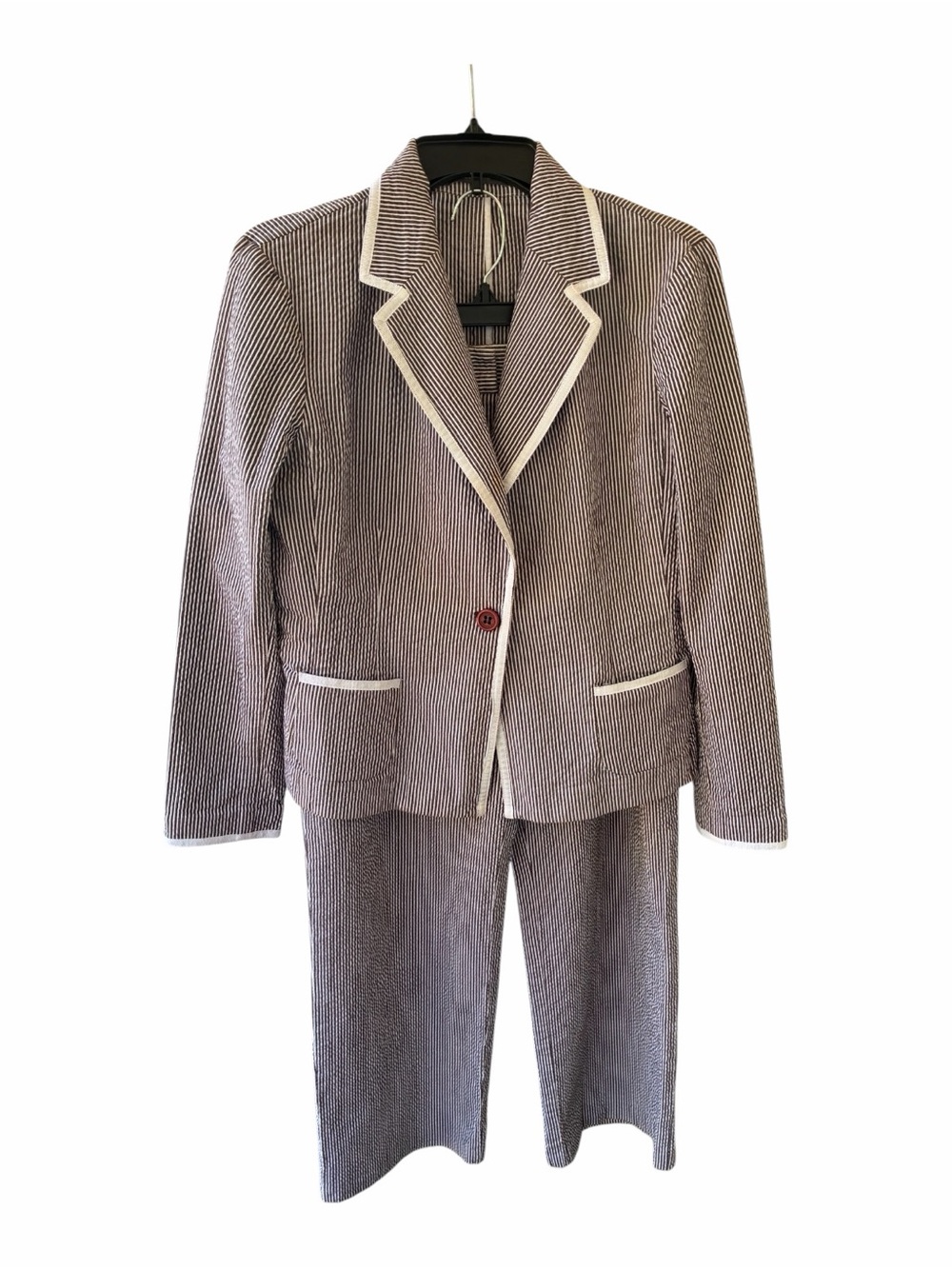 Liz Claiborne Navy and White Striped Blazer & Pants Set